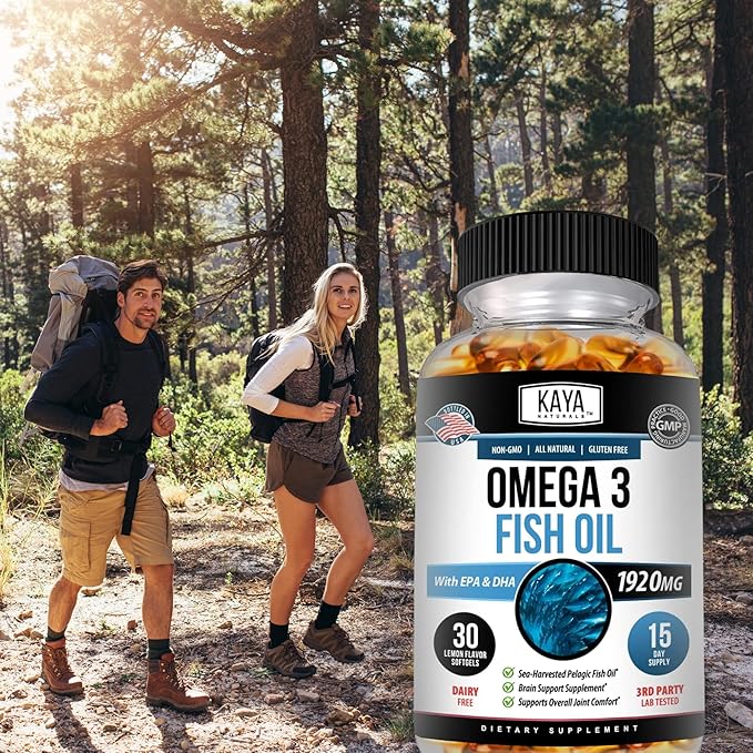 Kaya Naturals Omega 3 Supplement - Nature Made Omega 3 Fish Oil - 100% Pure Sea-Harvested Pelagic Fish Oil with No Fishy Aftertaste - 30 Count Softgels