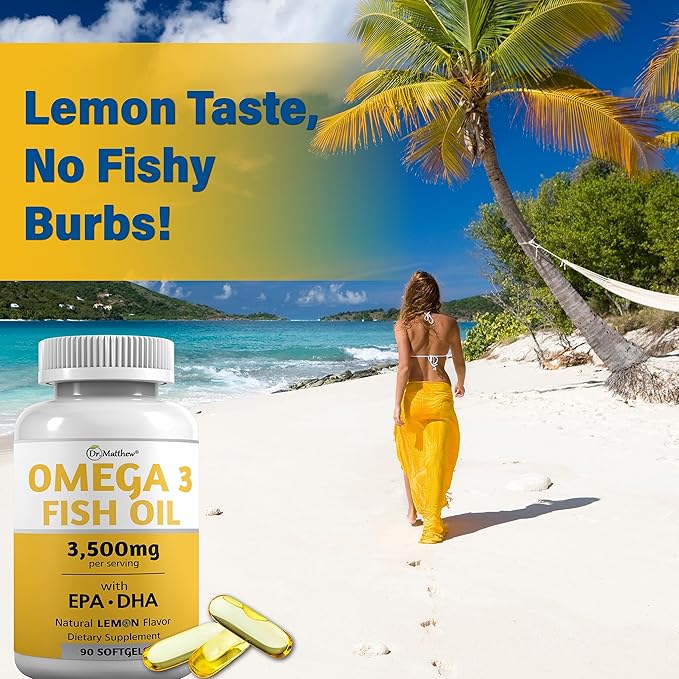 Omega 3 Fatty Acid Supplements. Burpless Fish Oil 3500mg High EPA DHA for Women & Men. Odorless, No Burp, Mercury Free Omega 3 Capsules.