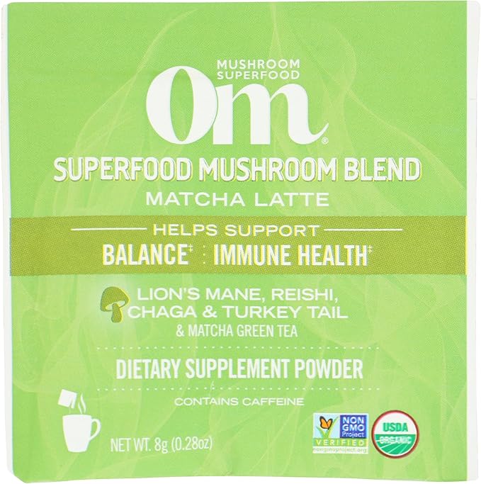 Om Mushroom Superfood Organic Mushroom Matcha Latte Blend, 0.28 OZ