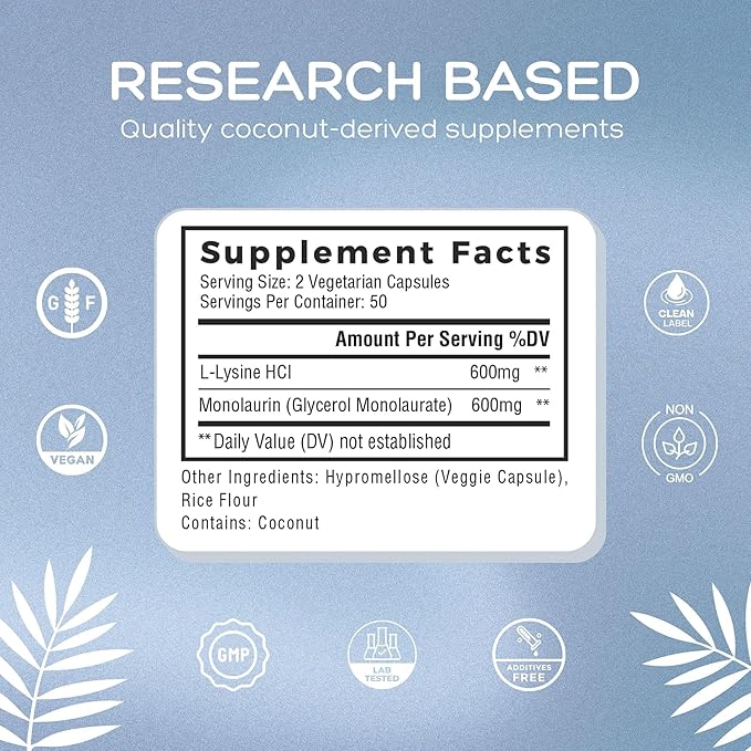 L-Lysine + Monolaurin 600mg 1:1 Ratio (2)