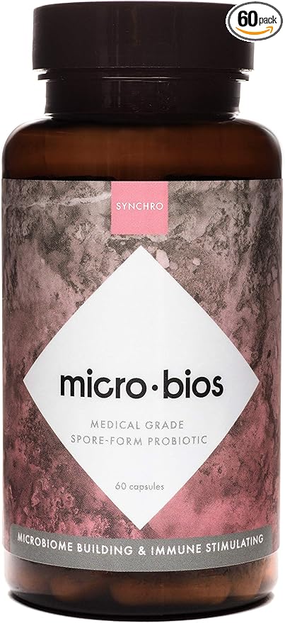 Synchro Micro•Bios - Medical-Grade Spore-Form Probiotic - Bacillus Subtilus (HU58), Coagulans and Clausii - Powerful Immune Health + GI Support - 60 Capsules