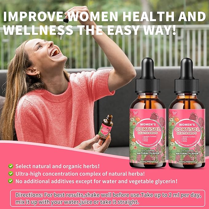 Cortisol Supplements for Women Liquid Drops,Cortisol Manager with Ashwagandha,L-theanine,Phosphatidylserine,Rhodiola Rosea for Mood Support,Adrenal Balance,Sleep,Vegan,Natural Flavor,4 Fl Oz