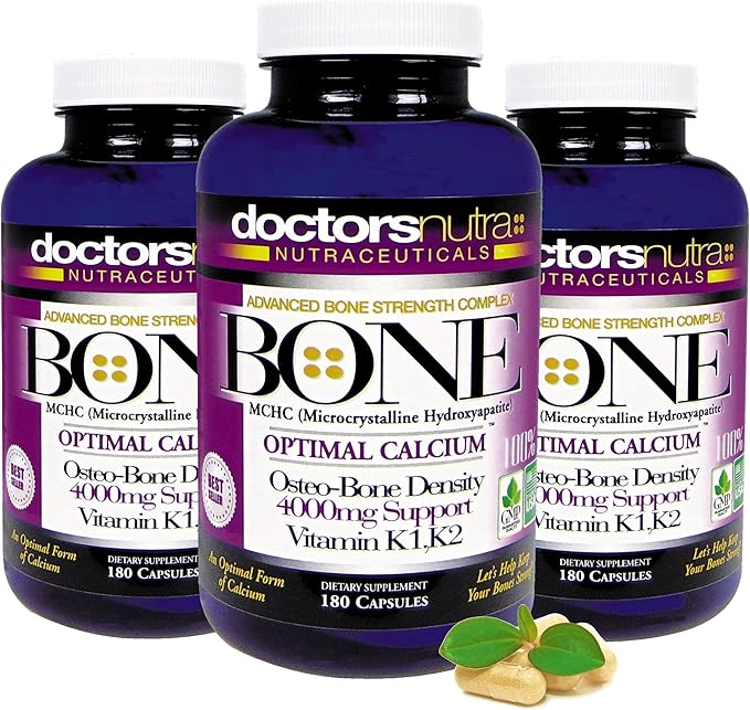 Calcium 1000 Milligrams with 4000 Milligrams MCHC for Complete Calcium Maximum Bone Strength Support Plus K1, K2, Magnesium, Vitamin D, Zinc, Glucosamine, and More