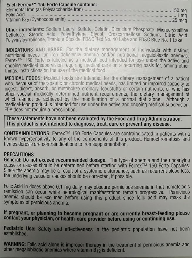 Ferrex 150 Forte Capsules - 100 Count Blister Pack