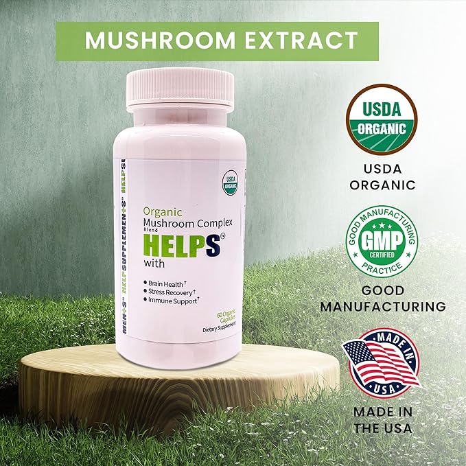 Organic Mushroom Complex Capsules | 6-in-1 Mushrooms Supplement | Brain Health, Immune Support System, Memory & Energy | 1000mg Cordyceps, Chaga, Lion’s Mane, Reishi, Shiitake & Turkey Tail Extract