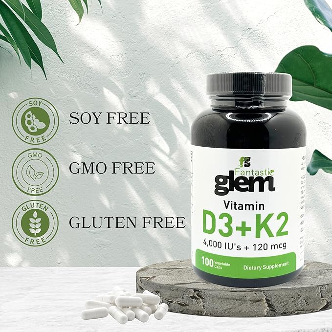 Vitamin D3 K2 Capsules - Dietary Supplement to Support Immune Function, Daily Nutritional Support Formula - GMO, Soy and Gluten Free- 100 Count