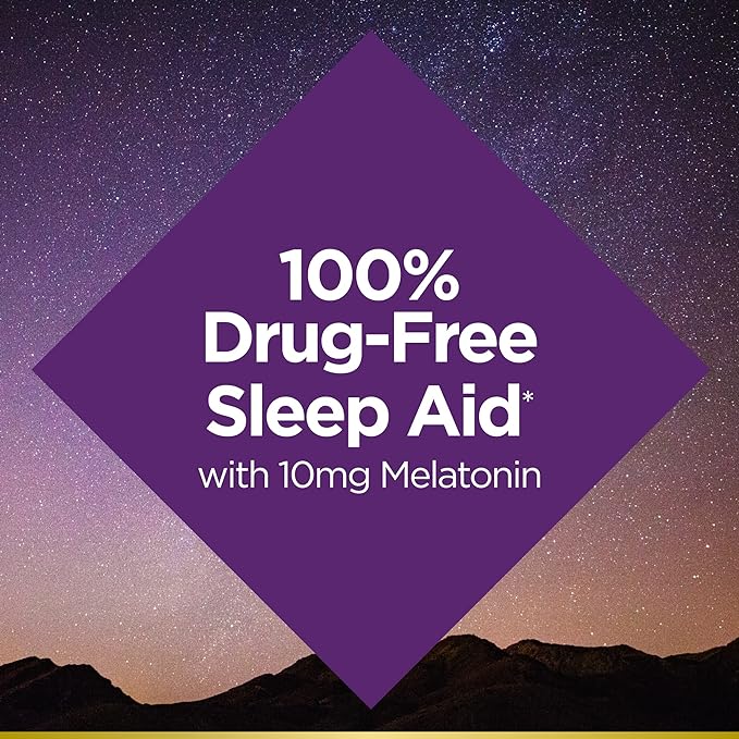 Nature's Bounty Sleep3 Gummies, Triple Action Time-Release Sleep Aid, Melatonin 10mg, Blueberry Flavor, 60 Gummies