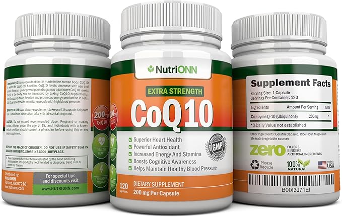 CoQ10 200mg (Double Strength), 120 Capsules - High Absorption Coenzyme Q10 - Scientifically Proven Extra Strength CoQ10 Ubiquinone - 4 Month Supply