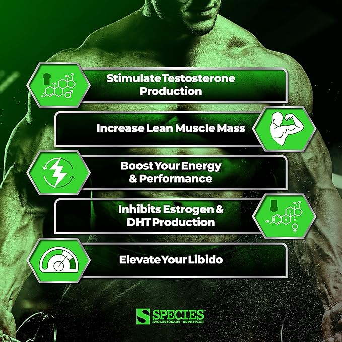 Species Nutrition Testolyze Natural Testosterone Booster, Made with 1250mg Tribulus, DIM, Indole 3 Carbinol, Saw Palmetto, T Booster, Supplement for Bodybuilding, Increased Libido 180 Caps