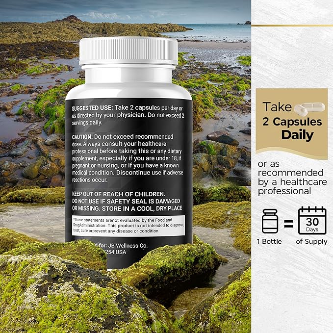 Sea Moss Black Seed Oil Ashwagandha Turmeric Bladderwrack Burdock - with Manuka, Honey Dandelion, ACV Black Pepper Gluten Free- 120 Count