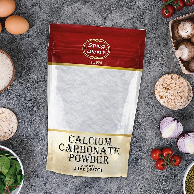 Spicy World Calcium Carbonate Powder 14oz - Dietary Supplement, Food Preservative, Acid Neutralizer