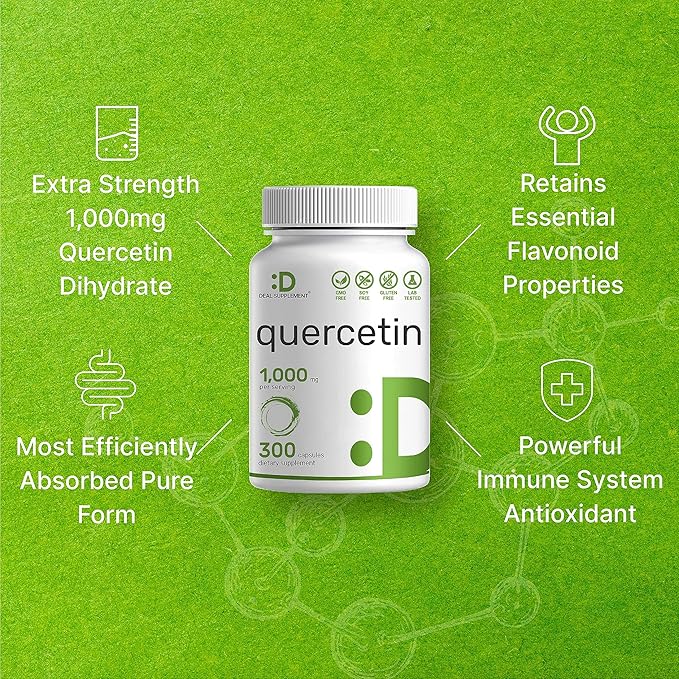 DEAL SUPPLEMENT Quercetin 1,000mg Per Serving, 300 Capsules – Healthy Immune Support Supplements, High Bioavailable Flavonoids, Natural Antioxidant – Non-GMO, Soy Free, No Gluten