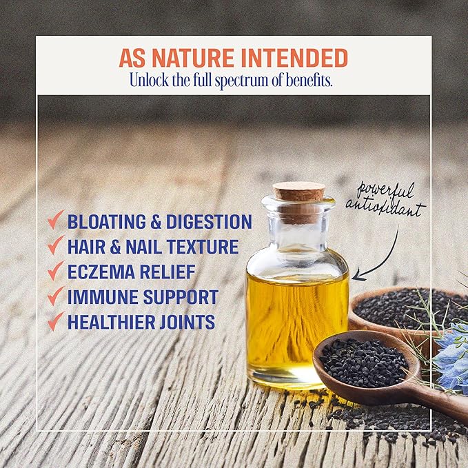 Black Seed Oil Capsules, 500 Mg, Cold Pressed High Potency Digestive Aid, 90 Count 100% Non GMO Pure Black Cumin Seed Oil Capsules