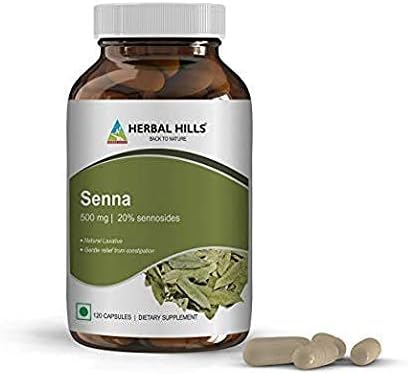 HERBAL HILLS Senna Capsules 120 & Aloe Vera Capsules 120 Count for Healthy Digestion and Detoxification Combo (Pack of 2) 240 Count