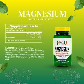 H4U - 4 TOP CARE Magnesium Bone & Muscle Health Dietary Supplement Tablets, 250 mg, 100 Count