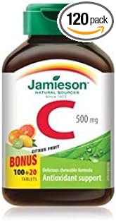 Jamieson Vitamin C Chewable 500 mg - Citrus Fruit, 120 tabs Bonus