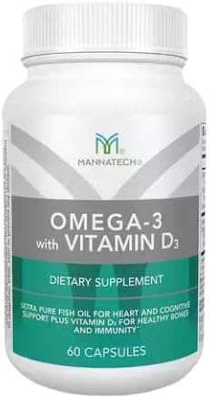 Mannatech Omega-3 with Vitamin D3 for Bone, Heart Health and Cognitive Support, Made of Pure Fish Oil
