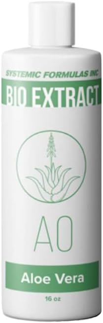 Systemic Formulas AO – Aloe Vera 16 Fl Oz BioExtract #200. 3-4x Concentration of Aloe Vera Extract from Inner Gel Rich. for Internal & External use.