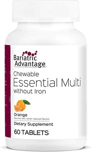 Bariatric Advantage Essential Multivitamin Without Iron - 200 DV of Key Nutrients - Trace Mineral Support* - Multivitamins for Bariatric Patients - Orange - 60 Tablets
