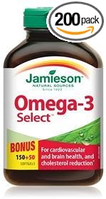 Jamieson Omega-3 Select, 1000mg, 200 softgels Bonus by Jamieson