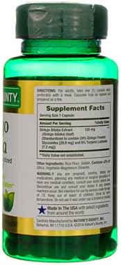 Nature's Bounty Ginkgo Biloba 120 mg Double Strength - 100 Capsules, Pack of 2