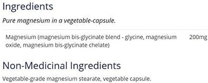 CanPrev Magnesium BisGlycinate 200mg Gentle 60 Veg Caps, 60-Day Supply, Chelated Magnesium Supplement for Bone & Muscle Support, Easy to Digest, Promote Relaxation & Comfort, Vegan, Non-GMO, No Sugar