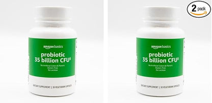 Amazon Basics Probiotic 35 Billion CFU, 8 Probiotic Strains with Prebiotic Blend, Supports Healthy Digestion, 30 Vegetarian Capsules, 1 Month Supply 30 Count (Pack of 2) (Previously Solimo)