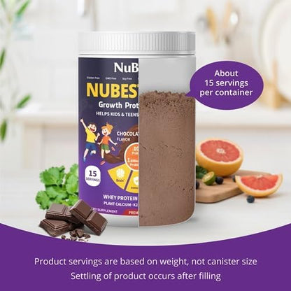NuBest Tall Protein Powder for Kids & Teens - Chocolate Protein Powder with Red Algae Calcium, Probiotics, Omega 3-6-9, Vitamin D3 K2 & Magnesium from Marine Algae - Bone Strength & Immunity - Pack 2