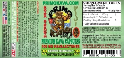 Kava Capsules | Authentic Kava Kava from Fiji | Fast Acting Kava Extract | 100mg of Kavalactones | Adaptogenic Experience | 30 Count