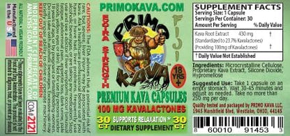 Kava Capsules | Authentic Kava Kava from Fiji | Fast Acting Kava Extract | 100mg of Kavalactones | Adaptogenic Experience | 30 Count