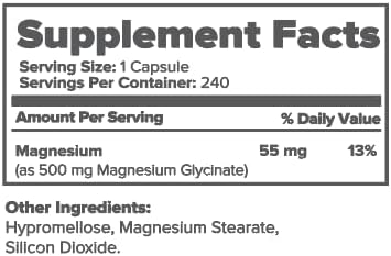 Magnesium Glycinate 500mg – High Absorption, Chelated Magnesium Supplement for Muscle, Sleep, Heart, and Nerve Support – Non-GMO & Gluten Free – 240 Capsules