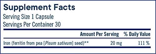 Flora Ferritin+ Delayed-Release Iron Supplement - Plant-Based Iron Supplement - Blood Cell & Energy Support - Vegan & Gluten-Free - Blister Pack - 30 Vegan Capsules