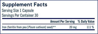 Flora Ferritin+ Delayed-Release Iron Supplement - Plant-Based Iron Supplement - Blood Cell & Energy Support - Vegan & Gluten-Free - Blister Pack - 30 Vegan Capsules