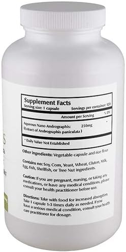 Nano Andrographis 500 mg Veggie Capsules (120 Servings), Andrographis paniculata Extract, Nano for Superior Absorption, Supports Overall Wellness, Non-GMO, Vegan, Gluten-Free