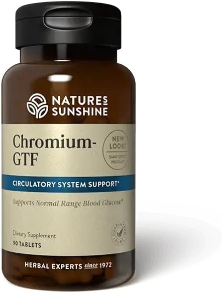 Nature's Sunshine Chromium GTF, 300MCG, 90 Tablets | Chromium Promotes Blood Sugar and Blood Fat Levels Already in the Normal Range and Helps Transport Glucose into Cells