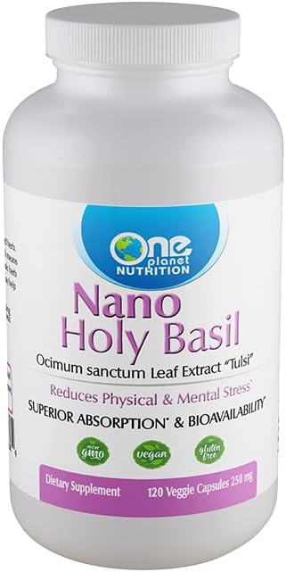 Nano Holy Basil 500 mg Veggie Capsules (120 Servings), Ocimum Sanctum Extract, Nano for Enhanced Absorption, Supports Stress Balance and Immune Health, Non-GMO, Vegan, Gluten-Free