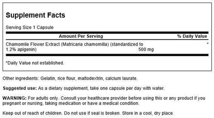 Swanson Chamomile Flower Extract 500 Milligrams Standardized to 1.2% Apigenin 6 mg per Capsule 60 Capsules