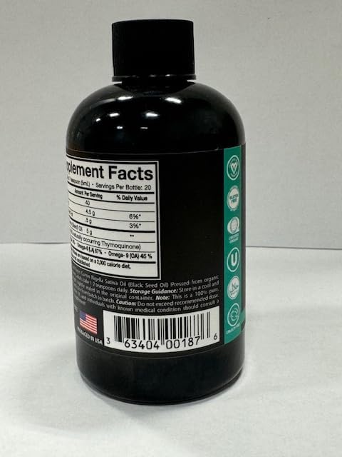 SprinJene Natural® 100% Pure Organic Black Seed Oil Cold Pressed for Oral Wellness, Nigella Sativa Black Seed Oil, Black Cumin Seed Oil Organic, Omega 3 6 9, Nourishes Skin, Supports Joint, 3.5 fl oz