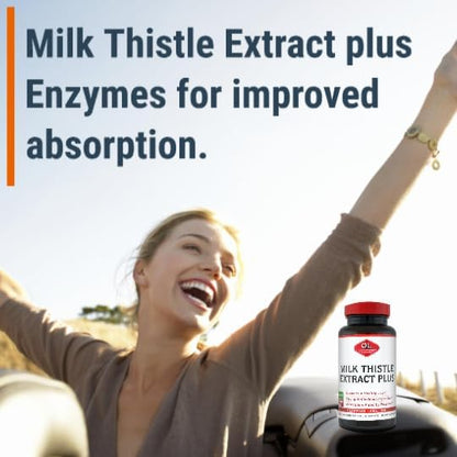 Olympian Labs Milk Thistle Extract Plus Enzymes, Antioxidants, Supporting Liver Health, 60 Vegetarian Caps