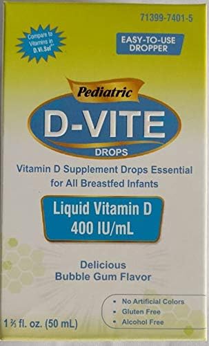 Pediatric D-Vite Liquid Vitamin D 400 IU/ml (50 ml) - Bubble Gum Flavor