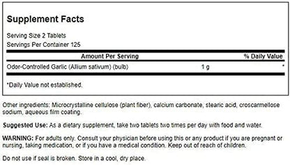 Swanson Best Garlic Odor-CNTRL 500MG 250 TAB