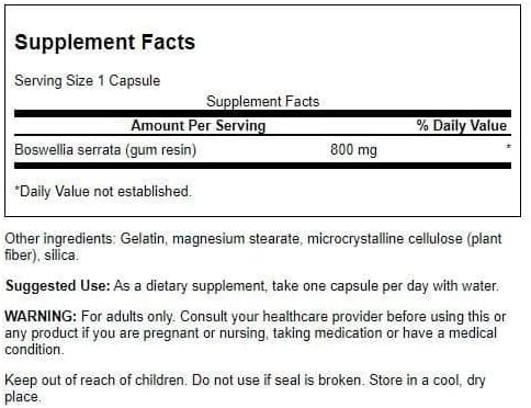 Swanson Double Strength Boswellia-Herbal Supplement Promoting Joint Support-Ayurvedic Herb for Joint Flexibility & Mobility Support-Made w/Boswellia Serrata Resin-(60 Capsules, 800mg Each) (4 Pack)