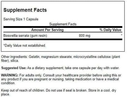 Swanson Double Strength Boswellia-Herbal Supplement Promoting Joint Support-Ayurvedic Herb for Joint Flexibility & Mobility Support-Made w/Boswellia Serrata Resin-(60 Capsules, 800mg Each) (4 Pack)