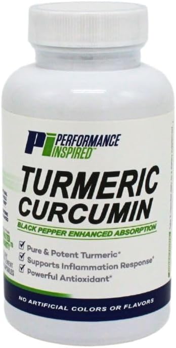 Performance Inspired Nutrition Turmeric Curcumin Capsules – Joint Support & Antioxidant – Enhanced Absorption – 60 Count