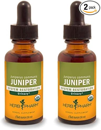 Herb Pharm Certified Organic Liquid Extract for Urinary System Support Juniper 1 Fl Oz (Pack of 2)