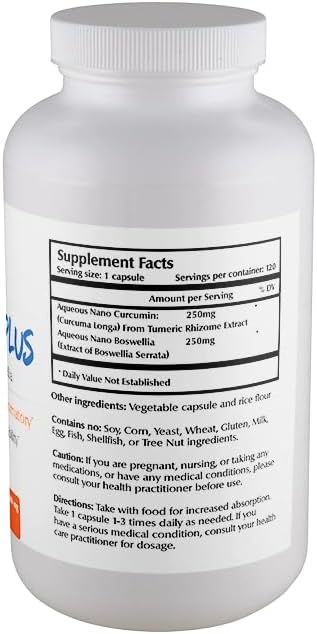 Nano Curcumin Plus 500 mg Veggie Capsules (120 Servings), Nano Curcumin with Boswellia for High Absorption, Supports Joint & Immune Health, Non-GMO, Vegan, Gluten-Free