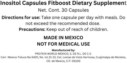 Fitboost Inositol Capsules – Dietary Supplement for Hormonal Balance & Wellness | Cápsulas de Inositol Fitboost – Suplemento para el Equilibrio Hormonal y Bienestar (30 Caps)