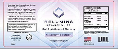 Relumins Advanced White Oral Glutathione Brightening Formula Capsules- Max Strength New with Rose HIPS - 60 Capsules x 3 Bottles