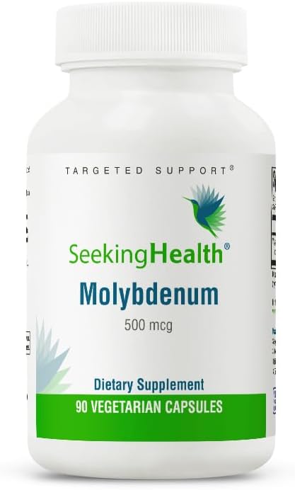 Seeking Health Molybdenum 500, Molybdenum Glycinate Chelate Supplement to Support Healthy Detoxification, Supports Metabolism and Iron Utilization, Vegetarian (90 capsules)