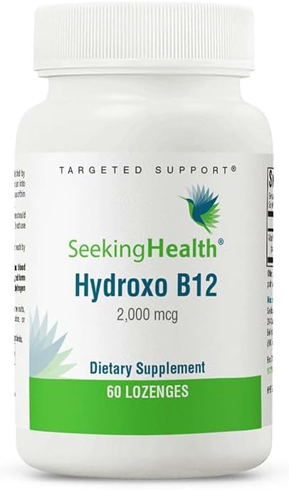 Seeking Health Hydroxo B12, 2000 mcg Methyl-Free B12 Vitamin Lozenges, Supports Methylation and Homocysteine Levels, Vegan and Vegetarian (60 lozenges)